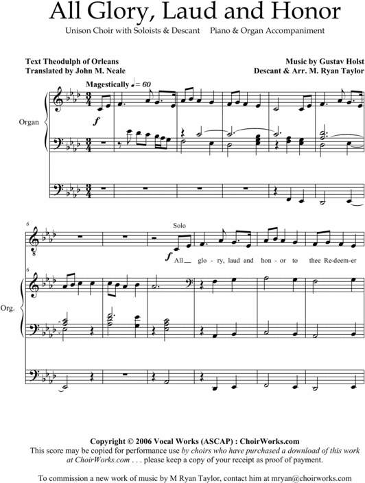 Product picture All Glory, Laud and Honor : Sheet Music