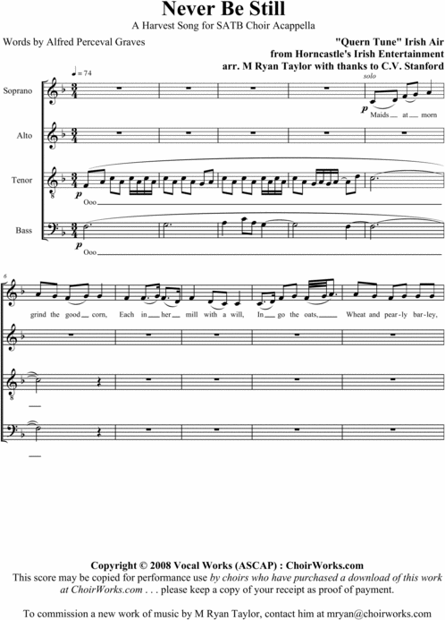 Product picture Never Be Still (Harvest Song) : Sheet Music