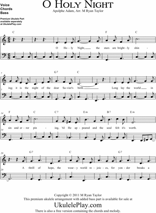 Product picture O Holy Night supplemental Bass Part for Ukulele Sheet Music