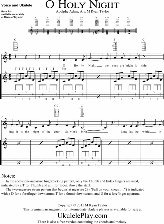 Product picture O Holy Night Sheet Music for Ukulele (Intermediate) & Voice