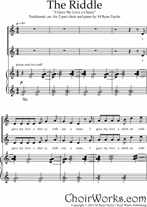 Product picture The Riddle (I Gave My Love a Cherry) SSA or 2-Part Choir