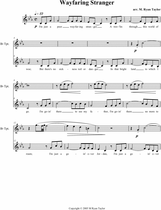Product picture Wayfaring Stranger for Voice, Trumpet & Piano : Sheet Music