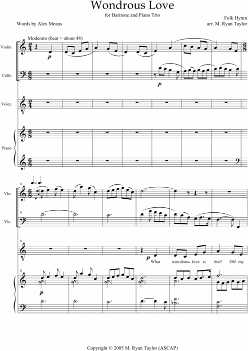 Product picture Wondrous Love arr. for Baritone and Piano Trio : Sheet Music